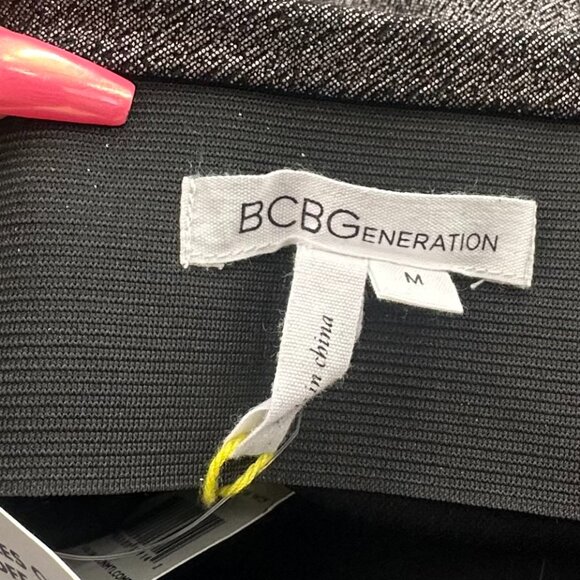 NEW! BCBGeneration Fitted Mini Skirt Medium $48 Elastic waist Metallic Gray - Picture 2 of 13